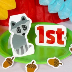 Woodland Animals 1st Birthday Table Decoration, Editable Digital Template