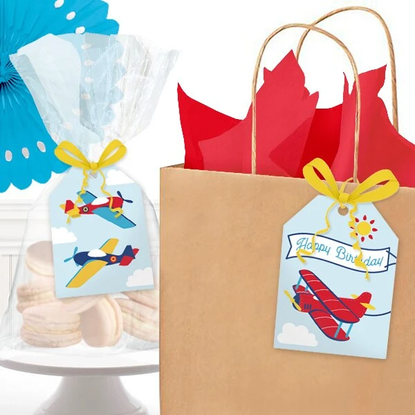 Vintage Airplane Party Favor Tag, Editable Digital Template 3 Vintage Airplane Party Favor Tag, Editable Digital Template