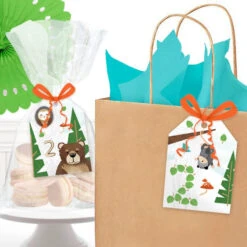 Wild Woodland 2nd Birthday Favor Tag, Editable Digital Template