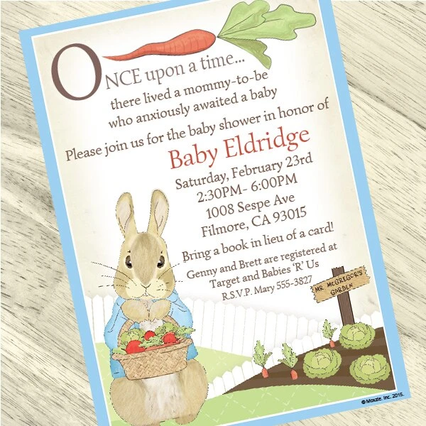 Peter Rabbit Baby Shower Invitation, 5x7-inch, Editable Digital Template 3 Peter Rabbit Baby Shower Invitation, 5x7-inch, Editable Digital Template