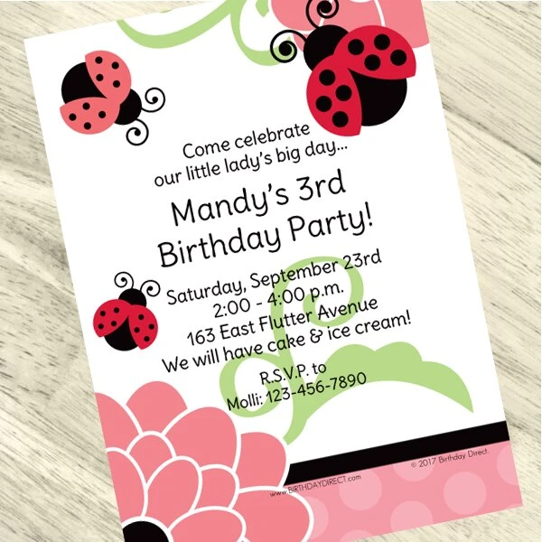 Little Ladybug Party Invitation, 5x7-inch, Editable Digital Template 3 Little Ladybug Party Invitation, 5x7-inch, Editable Digital Template