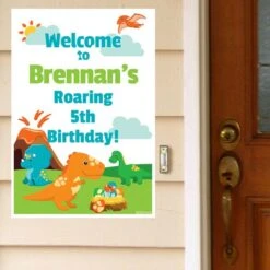 Little Dinosaur Party Welcome Sign, 8x10, 16x20, Editable Digital Template