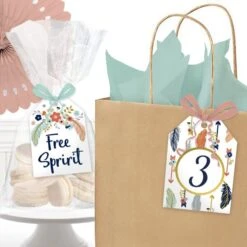 Boho 3rd Birthday Favor Tag, Editable Digital Template