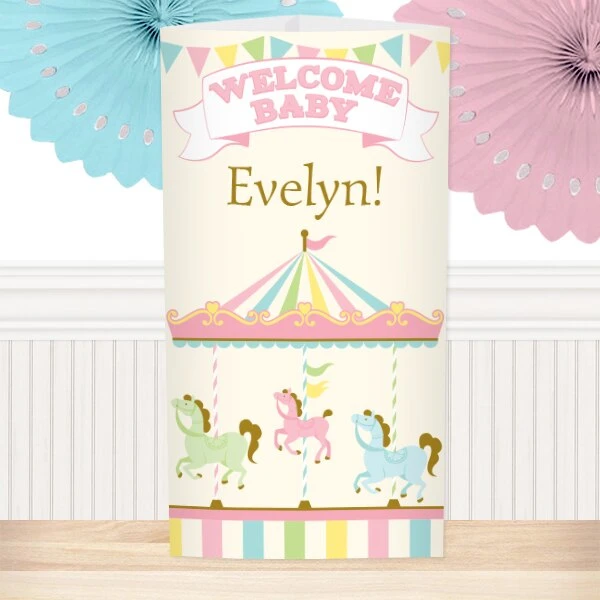 Carousel Horse Baby Shower Centerpiece, 10-inch, Editable Digital Template 3 Carousel Horse Baby Shower Centerpiece, 10-inch, Editable Digital Template