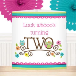 Little Owl 2nd Birthday Centerpiece, 6-inch, Editable Digital Template