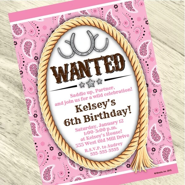 Bandana Pink Party Invitation, 5x7-inch, Editable Digital Template 3 Bandana Pink Party Invitation, 5x7-inch, Editable Digital Template