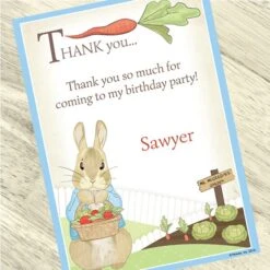 Peter Rabbit Party Thank You, 5x7-inch, Editable Digital Template