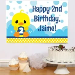Little Ducky 2nd Birthday Sign, 8x10, 16x20, Editable Digital Template