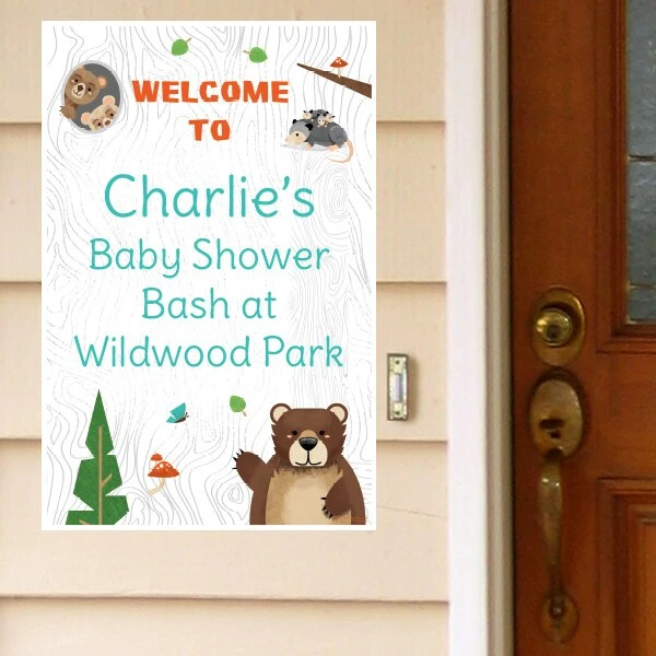 Wild Woodland Baby Shower Welcome Sign, 8x10, 16x20, Editable Digital Template 3 Wild Woodland Baby Shower Welcome Sign, 8x10, 16x20, Editable Digital Template
