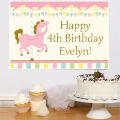Carousel Horse Party Sign, 8x10, 16x20, Editable Digital Template