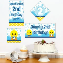 Little Ducky 2nd Birthday Sign Cutout Decoration, Editable Digital Template