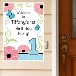 Little Butterfly 1st Birthday Welcome Sign, 8x10, 16x20, Editable Digital Template