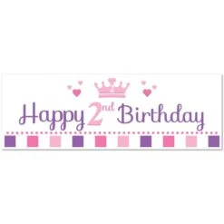 Little Princess 2nd Birthday Small Banner, Editable Digital Template