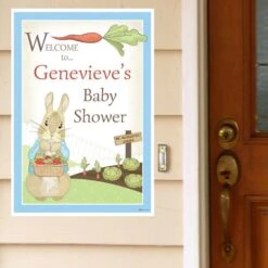 Peter Rabbit Baby Shower Welcome Sign, 8x10, 16x20, Editable Digital Template