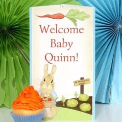 Peter Rabbit Baby Shower Centerpiece, 10-inch, Editable Digital Template