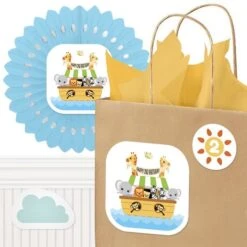 Noah's Ark 2nd Birthday Cutout Decoration, Editable Digital Template