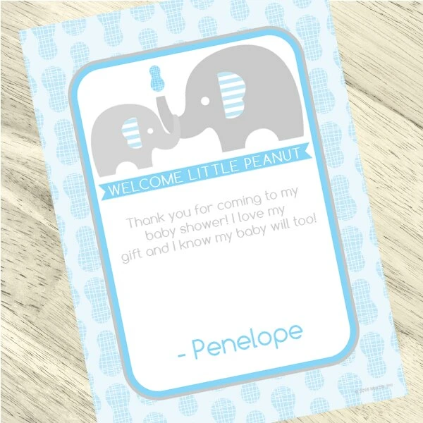 Elephant Little Peanut Blue Baby Shower Thank You, 5x7-inch, Editable Digital Template 3 Elephant Little Peanut Blue Baby Shower Thank You, 5x7-inch, Editable Digital Template