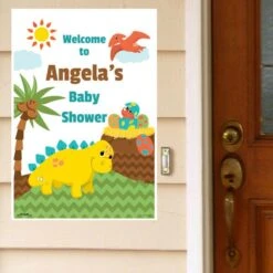 Little Dinosaur Baby Shower Welcome Sign, 8x10, 16x20, Editable Digital Template