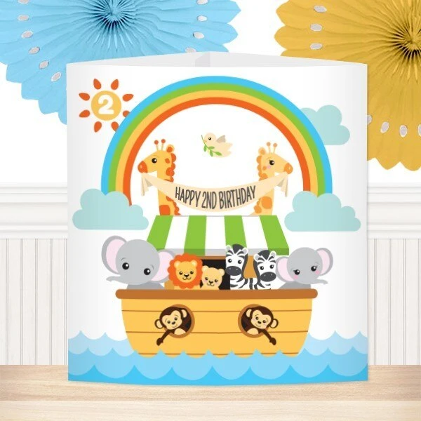 Noah's Ark 2nd Birthday Centerpiece, 6-inch, Editable Digital Template 3 Noah's Ark 2nd Birthday Centerpiece, 6-inch, Editable Digital Template