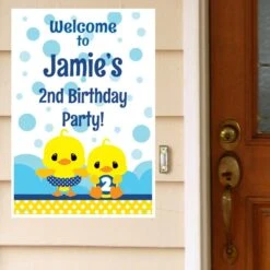 Little Ducky 2nd Birthday Welcome Sign, 8x10, 16x20, Editable Digital Template