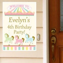 Carousel Horse Party Welcome Sign, 8x10, 16x20, Editable Digital Template