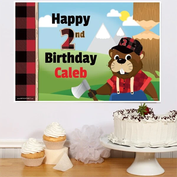 Woodland Lumberjack Beaver 2nd Birthday Sign, 8x10, 16x20, Editable Digital Template 3 Woodland Lumberjack Beaver 2nd Birthday Sign, 8x10, 16x20, Editable Digital Template