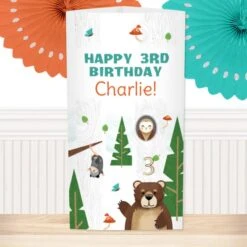 Wild Woodland 3rd Birthday Centerpiece, 10-inch, Editable Digital Template