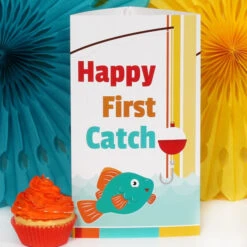 Little Fish Party Centerpiece, 10-inch, Editable Digital Template