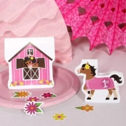 Playful Pony 1st Birthday Table Decoration, Editable Digital Template