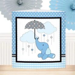 Elephant Blue Baby Shower Centerpiece, 6-inch, Editable Digital Template