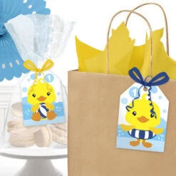 Little Ducky 1st Birthday Favor Tag, Editable Digital Template