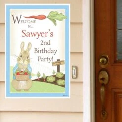 Peter Rabbit Party Welcome Sign, 8x10, 16x20, Editable Digital Template