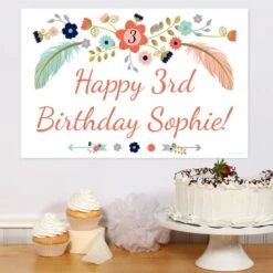 Boho 3rd Birthday Sign, 8x10, 16x20, Editable Digital Template