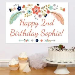 Boho 2nd Birthday Sign, 8x10, 16x20, Editable Digital Template