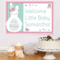 Little Bunny Party Sign, 8x10, 16x20, Editable Digital Template