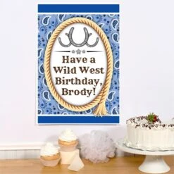 Bandana Blue Party Sign, 8x10, 16x20, Editable Digital Template