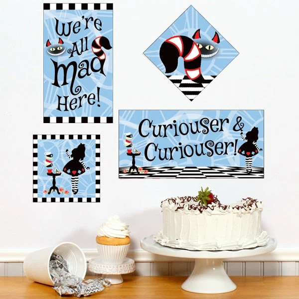 Alice In Wonderland Party Sign Cutout Decoration, Editable Digital Template, Instant Download 3 Alice In Wonderland Party Sign Cutout Decoration, Editable Digital Template, Instant Download