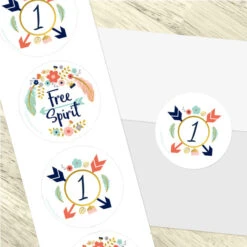 Boho 1st Birthday 2-in Circle, Editable Digital Template