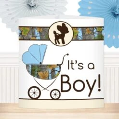 Camouflage Blue Baby Shower Centerpiece, 6-inch, Editable Digital Template