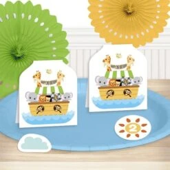 Noah's Ark 2nd Birthday Table Decoration, Editable Digital Template