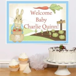 Peter Rabbit Baby Shower Sign, 8x10, 16x20, Editable Digital Template
