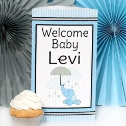 Elephant Blue Baby Shower Centerpiece, 10-inch, Editable Digital Template