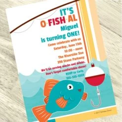 Little Fish Party Invitation, 5x7-inch, Editable Digital Template