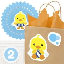 Little Ducky 2nd Birthday Cutout Decoration, Editable Digital Template