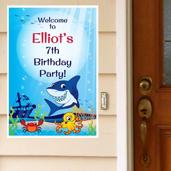 Shark Friends Party Welcome Sign, 8x10, 16x20, Editable Digital Template 3 Shark Friends Party Welcome Sign, 8x10, 16x20, Editable Digital Template